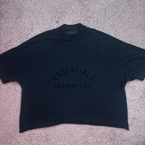 black oversized essentials shirt, slightly cropped